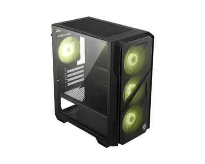 MSI MAG Forge M110R AIRFLOW, Mini Tower Gaming Case, 4x 120mm ARGB Fans, 3mm Tempered Glass, 240mm Radiator Support, Micro-ATX/Mini-ITX, Black