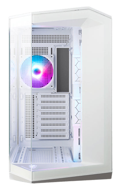 MSI MAG Pano 100R PZ, Midi Tower ATX Gaming Case, 270° Panoramic Tempered Glass, 4x Pre-Installed ARGB Fans, 360mm Radiator Support, ATX/mATX/Mini-ITX, White