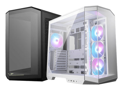 MSI MAG Pano 100R PZ, Midi Tower ATX Gaming Case, 270° Panoramic Tempered Glass, 4x Pre-Installed ARGB Fans, 360mm Radiator Support, ATX/mATX/Mini-ITX, White