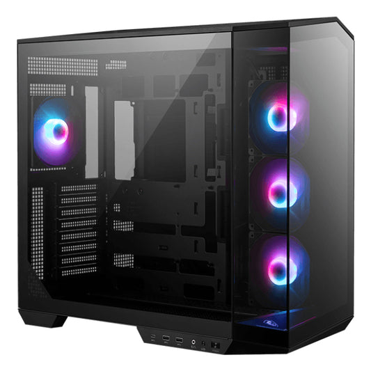 MSI MAG Pano 100R PZ, Midi Tower ATX Gaming Case, 270° Panoramic Tempered Glass, 4x Pre-Installed ARGB Fans, 360mm Radiator Support, ATX/mATX/Mini-ITX, Black