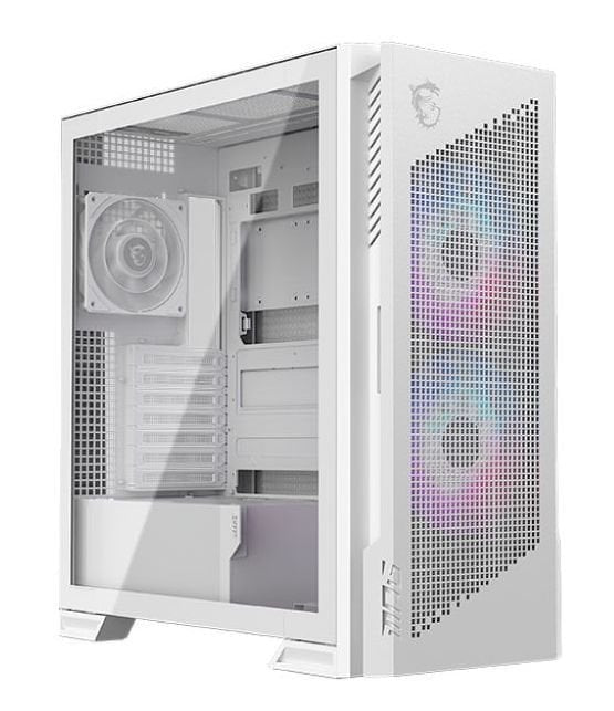 MSI MPG Velox 300R AIRFLOW PZ, Midi Tower EATX Gaming Case, Dual Layer Blades Fans, 1-to-4 ARGB Hub, 3x 360mm Radiator Support, EATX/ATX/mATX/Mini-ITX, White