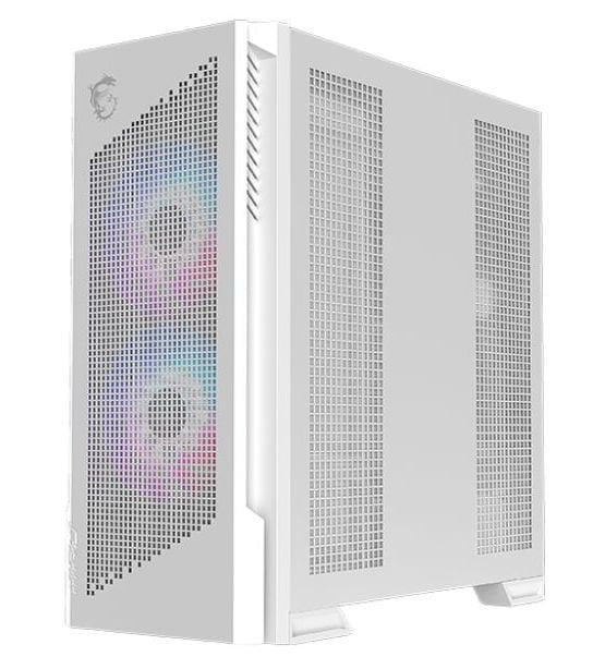 MSI MPG Velox 300R AIRFLOW PZ, Midi Tower EATX Gaming Case, Dual Layer Blades Fans, 1-to-4 ARGB Hub, 3x 360mm Radiator Support, EATX/ATX/mATX/Mini-ITX, White