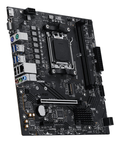 MSI PRO A620AM-B EVO Motherboard, AMD A620A, Socket AM5, mATX, DDR5, 4x M.2, PCIe 5.0, 5GbE, HDMI 2.1, USB-C, Ryzen 7000/8000/9000