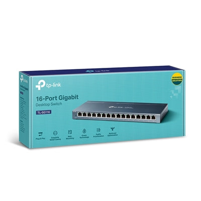 TP-Link TL-SG116 16-Port Metal Gigabit Desktop Network Switch