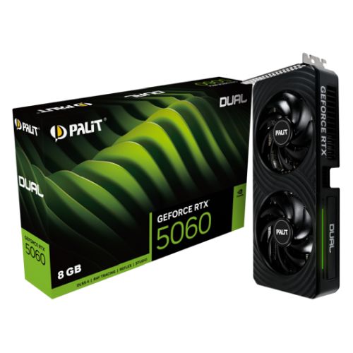 Palit RTX5060 DUAL, PCIe5, 8GB DDR7, HDMI, 3 DP, 2497MHz Clock, RGB Lighting
