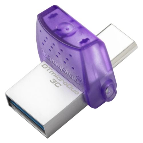 Kingston 128GB DataTraveler microDuo 3C USB-A & USB-C 3.2 Gen1 Memory Pen, Rotating Cap, 200MB/s - PC Gear UK