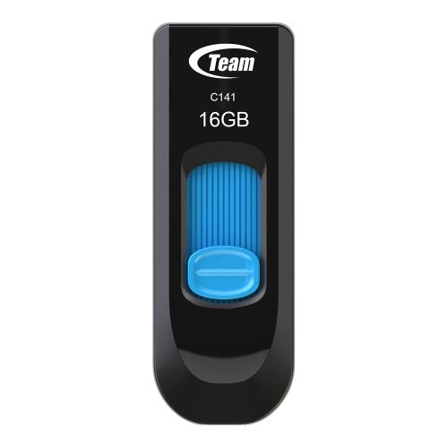 Team 16GB C141 Blue USB 2.0 Memory Pen, Retractable Design, Ultra-thin 9.5mm - PC Gear UK