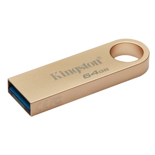 Kingston 64GB DataTraveler SE9 G3 Memory Pen, USB 3.2 Gen1 Type-A, Metal Gold Casing - PC Gear UK