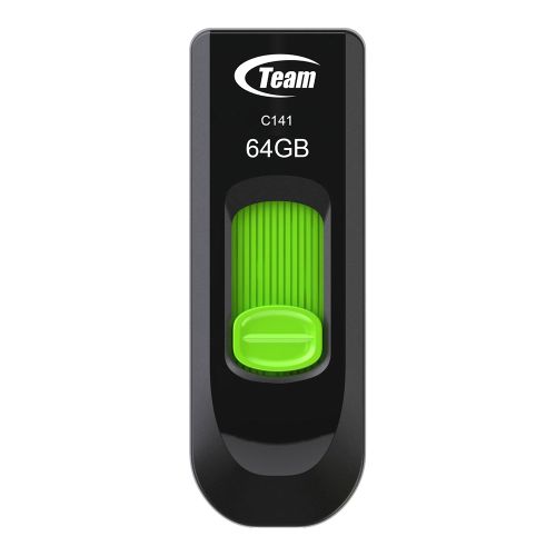 Team 64GB C141 Green USB 2.0 Memory Pen, Retractable Design, Ultra-thin 9.5mm - PC Gear UK