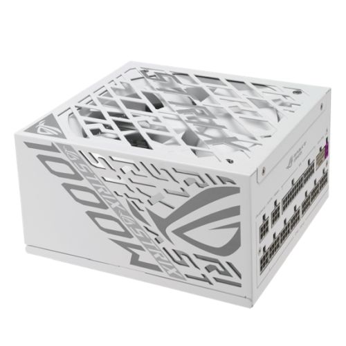 Asus ROG Strix 1000W Platinum White Edition PSU, Fully Modular, 80+ Platinum, ATX 3.1, PCIe 5.0, GaN MOSFET, Intelligent Voltage Stabilizer - PC Gear UK
