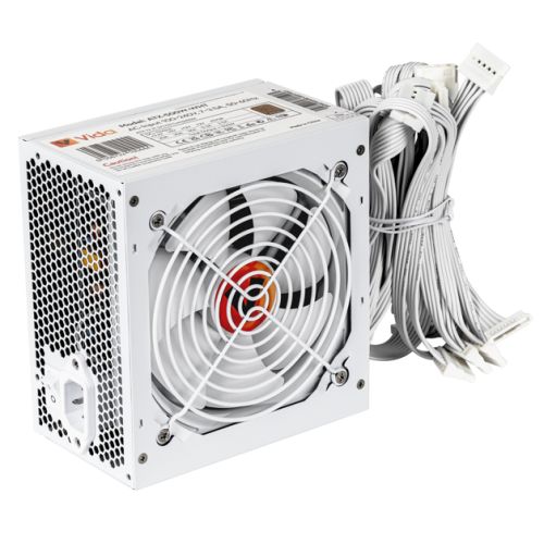 Vida 500W ATX PSU, 80+ Bronze, Fluid Dynamic Ultra-Quiet Fan, PCIe, Flat White Cables, Power Lead Not Included, White - PC Gear UK