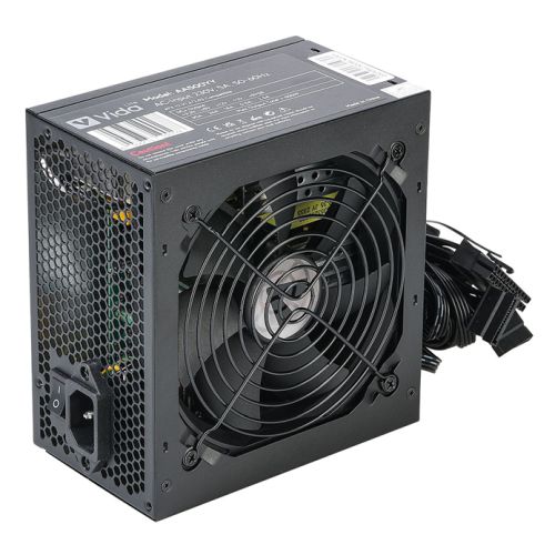 Vida Lite 500W ATX PSU, Fluid Dynamic Ultra-Quiet Fan, Flat Black Cables, Power Lead Not Included, Black - PC Gear UK