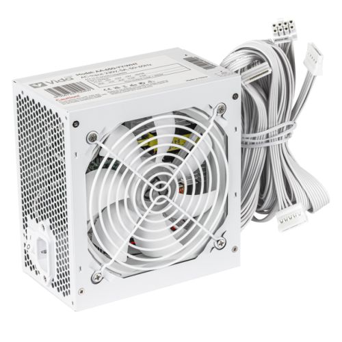 Vida Lite 650W ATX PSU, Fluid Dynamic Ultra-Quiet Fan, PCIe, Flat White Cables, Power Lead Not Included, White - PC Gear UK