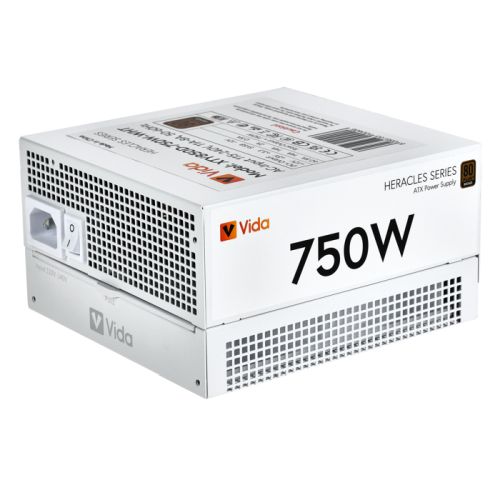 Vida 750W Heracles White ATX Gaming PSU, 80+ Bronze, 14cm Ultra-Quiet FDM Fan, Flat White Cables, Power Lead Not Included - PC Gear UK