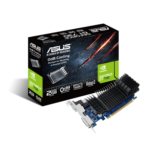 ASUS GeForce GT 730 2GB GDDR5 | Silent Fanless Graphics Card | Low Profile