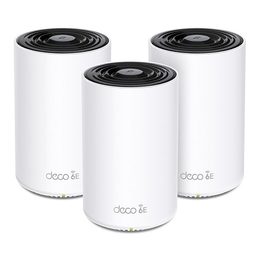 TP-LINK (DECO XE75 PRO) AXE5400 Wi-Fi 6E Tri-Band Mesh System, 3 Pack, AI-Driven Mesh, 2.5G & Dual GB LAN per Unit, Voice Control - PC Gear UK