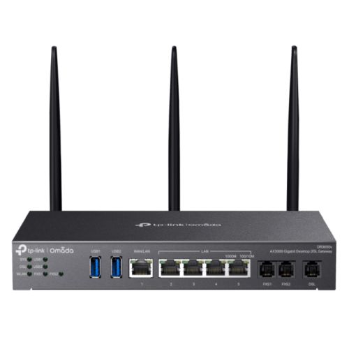 TP-LINK (DR3650v) Omada AX3000 Wi-Fi 6 Gigabit Desktop DSL Gateway, Dual Band, VDSL2 35b, USB 3.0, VoIP Support, Centralized Management, Mesh Technology - PC Gear UK