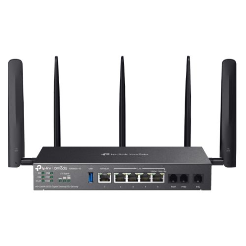 TP-LINK (DR3650v-4G) Omada 4G+ Cat6 AX3000 Wi-Fi 6 Gigabit Desktop DSL Gateway, 4G+ Cat6 up to 300Mbps, VDSL2 35b, USB, VoIP Support, Centralized Management, Mesh Tech - PC Gear UK