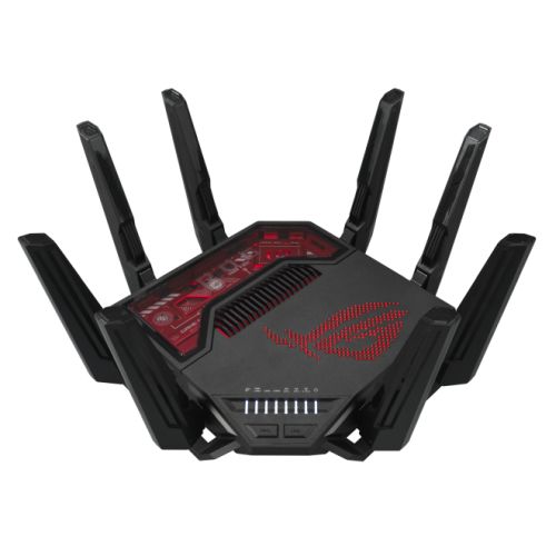 Asus (ROG Rapture GT-BE19000) BE19000 Tri-Band Wi-Fi 7 Gaming Router, 2x 10G Ports, 2.5G WAN, Game Acceleration, AiMesh, RGB Lighting - PC Gear UK