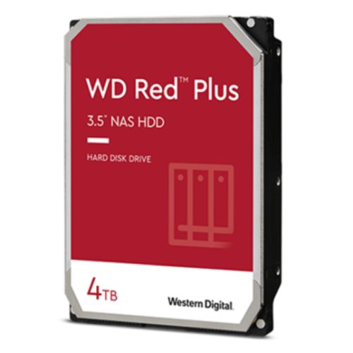 WD 3.5", 4TB, SATA3, Red Plus NAS Hard Drive, 5400RPM, 256MB Cache, OEM - PC Gear UK