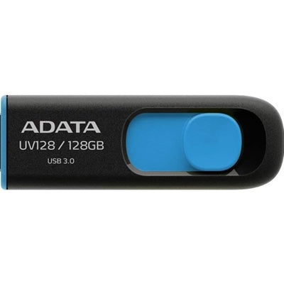 Adata UV128 128GB USB 3.2 Gen1 Flash Drive - Sliding Capless, 100MB/s, Black & Blue