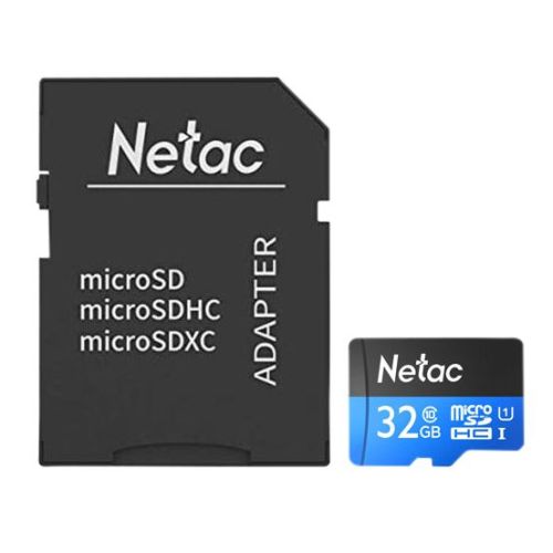 Netac P500 32GB MicroSDHC Card with SD Adapter, UHS-I Class 10, U1, 90MB/s - PC Gear UK