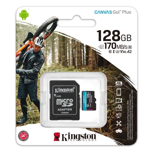 Kingston Canvas Go! Plus SDCG3/128GB 128GB Flash Card, UHS-1 (U3) - PC Gear UK