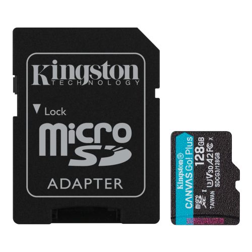 Kingston 128GB Canvas Go! Plus Micro SDXC Card with SD Adapter, UHS-I Class 10, U3, A2 App Performance, 170MB/s - PC Gear UK