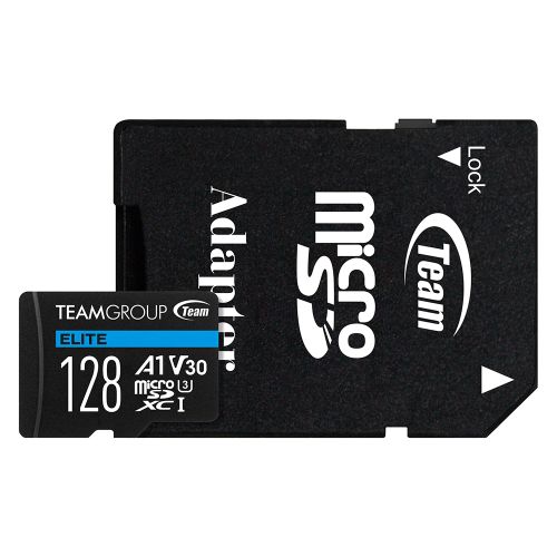 Team 128GB Elite A1 Micro SDXC Card with SD Adapter, UHS-I Class 3, U3, A1 App Performance, 100MB/s - PC Gear UK