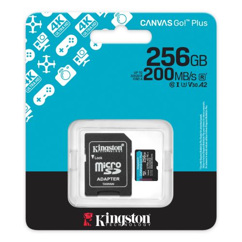 Kingston Canvas Go! Plus SDCG4/256GB 256GB Micro SD Card, UHS-1 (U3) - PC Gear UK
