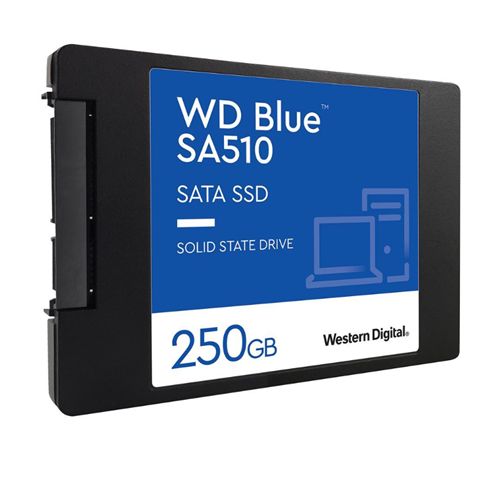 WD 250GB Blue SA510 G3 SSD, 2.5", SATA3, R/W 555/440 MB/s, 80K/78K IOPS, 7mm - PC Gear UK