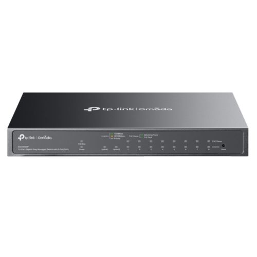 TP-LINK (ES210GMP) Omada 10-Port Gigabit Easy Managed Switch with 8-Port PoE+, SFP/RJ45 Combo Port, Metal Casing - PC Gear UK