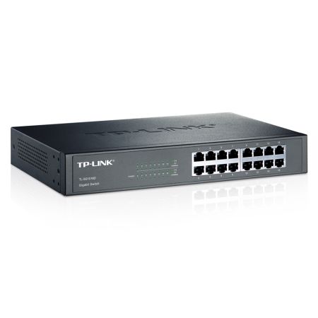 TP-LINK (TL-SG1016D) 16-Port Gigabit Unmanaged  Desktop/Rackmount Switch, Steel Case - PC Gear UK