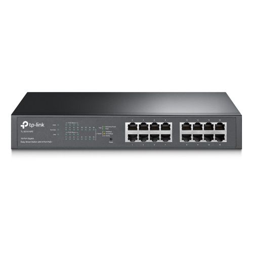 TP-LINK (TL-SG1016PE) 16-Port Gigabit Easy Smart Desktop/Rackmount Switch, 8-Port PoE+, Metal - PC Gear UK