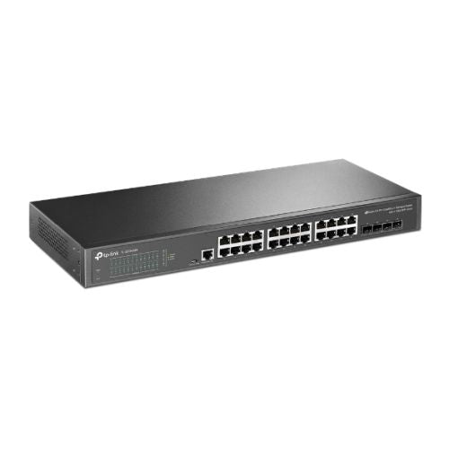 TP-LINK (SG3428X) JetStream 24-Port Gigabit L2+ Managed Switch with 4 10GE SFP+ Slots, L2+/L3, Fanless, Rackmountable - PC Gear UK