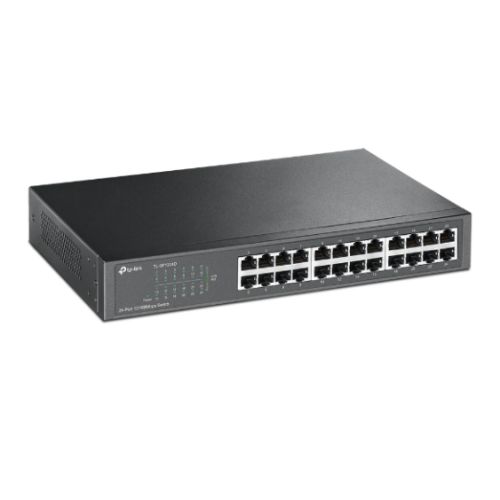 TP-LINK (TL-SF1024D) 24-Port 10/100 Unmanaged Desktop/Rackmount Switch, Steel Case - PC Gear UK