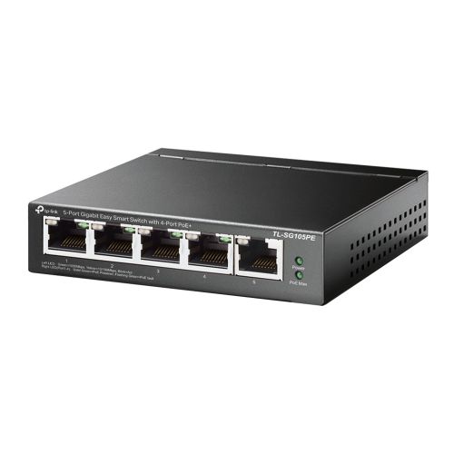 TP-LINK (TL-SG105PE) 5-Port Gigabit PoE Easy Smart Switch, 4-Port PoE+, Steel Case - PC Gear UK