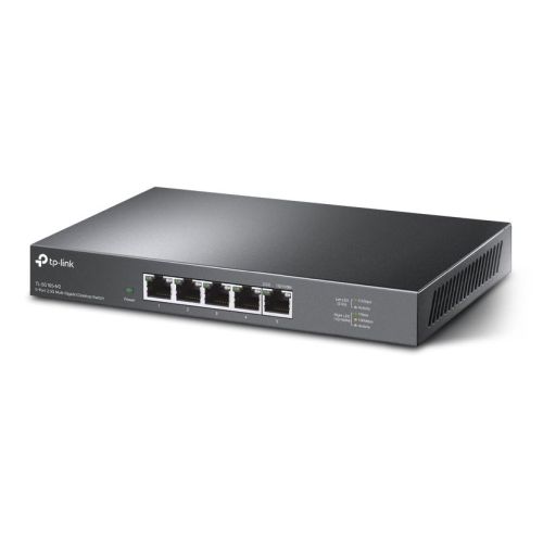 TP-LINK (TL-SG105-M2) 5-Port Unmanaged 2.5G Multi-Gigabit Desktop Switch, 5x 100/1G/2.5G, Fanless, Steel Case - PC Gear UK
