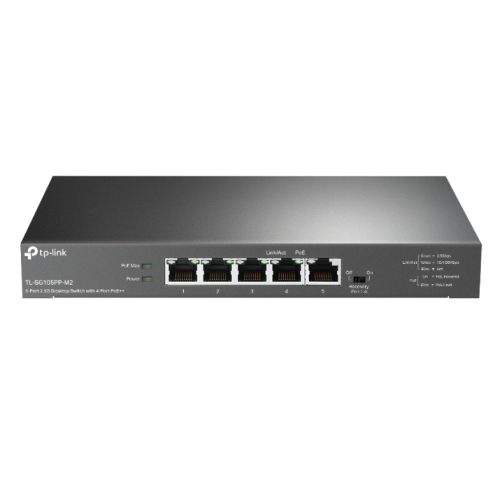 TP-LINK (TL-SG105PP-M2) 5-Port 2.5G Desktop Switch with 4-Port PoE++ - PC Gear UK