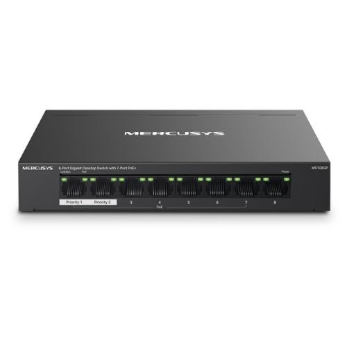 Mercusys (MS108GP) 8-Port Gigabit Desktop Switch with 7-Port PoE+, Steel Case - PC Gear UK