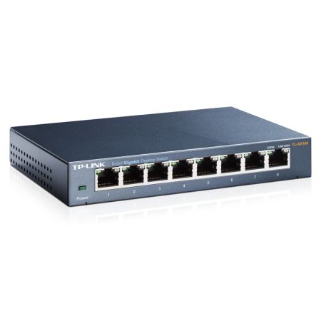 TP-LINK (TL-SG108) 8-Port Gigabit Unmanaged Desktop Switch, Steel Case - PC Gear UK