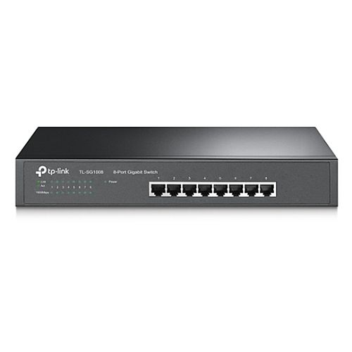 TP-LINK (TL-SG1008) 8-Port Gigabit Unmanaged Desktop/Rackmount Switch, Steel Case - PC Gear UK