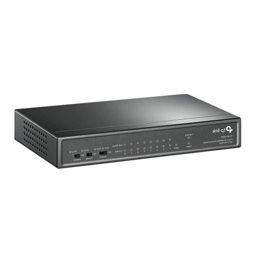 TP-LINK (TL-SF1009P) 9-Port 10/100 Unmanaged Desktop Switch, 8 Port PoE+, Steel Case - PC Gear UK