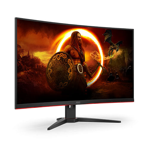 AOC 31.5" 3-Side Frameless Curved Gaming Monitor (C32G2ZE/BK), 1920 x 1080, 1ms, 2 HDMI, DP, 240Hz, 6 Game Modes, VESA - PC Gear UK