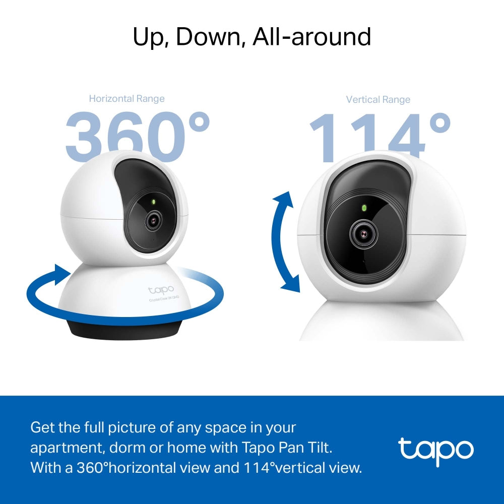 TP-Link Tapo C220 Pan/Tilt AI Home Security Wi-Fi Camera, 2K QHD, White