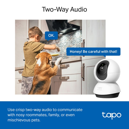 TP-Link Tapo C220 Pan/Tilt AI Home Security Wi-Fi Camera, 2K QHD, White