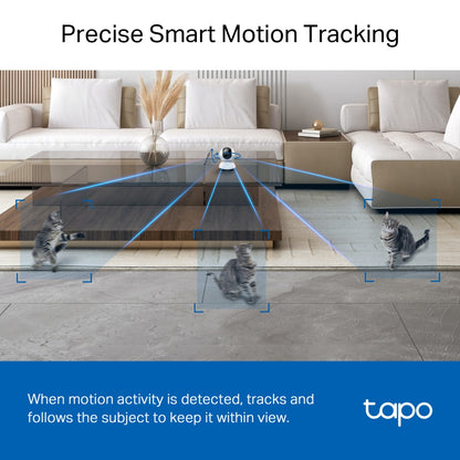 TP-Link Tapo C220 Pan/Tilt AI Home Security Wi-Fi Camera, 2K QHD, White