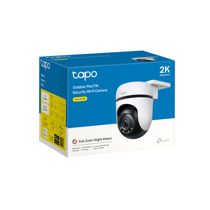 TP-Link Tapo C510W Outdoor Pan/Tilt Security Wi-Fi Camera, 2K, 360°, Full-Colour Night Vision, IP65, AI Detection, White/Black