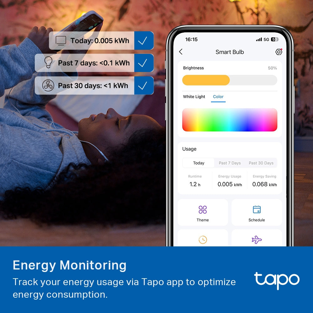 TP-Link Tapo L535E Smart Multicolor Matter LED Bulb, E27, 8.6W, 1055lm