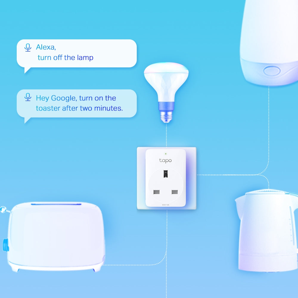 TP-Link Tapo P110 Mini Smart Wi-Fi Socket, Energy Monitoring, 2990W, 16A, UK Plug, White